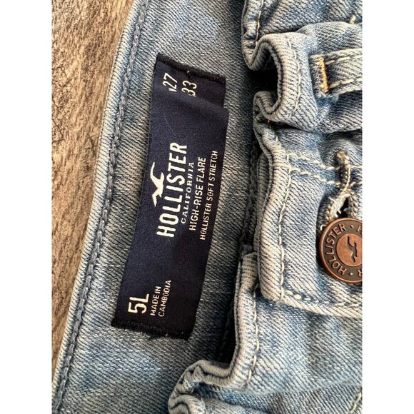 Hollister High Rise Flare Denim Jeans 5L 5 Long Boho Hippie 27 x 33 Baggy 27x33 - Picture 3 of 9